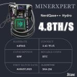New NerdQaxe++ Hydro 4.8TH/s Bitcoin Miner - SHA-256 ASIC,15J/TH Efficiency,60W Ultra-Low Power,2.4G WiFi,Including PSU,Perfect for Mining Enthusiasts(in Stock)