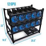 Kingwin Miner Rig Case Frame 12 GPU – Premium Stackable Aluminum Mining Rig Enclosure for Efficient Crypto Mining, Test Bench PC Case.