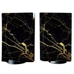 playvital Black & Gold Marble Effect Full Set Skin Decal for ps5 Console Disc Edition, Sticker Vinyl Decal Cover for ps5 Controller & Charging Station & Headset & Media Remote