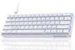 Dierya DK61se Mechanical Gaming Keyboard,60 percent Red Linear Switches,Ice Blue LED Backlit, Detachable USB-C Cable,Full-Key Rollover for Computer/PC/Laptop/MAC,US Layout,White