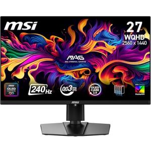 MSI MAG 273QP QD-OLED X24 26.5 Inch WQHD Gaming Monitor - 2560 x 1440 Quantum Dot OLED Panel 240Hz / 0.03ms, 99% DCI-P3, ΔE≤2, DisplayHDR True Black 400, DP 1.4a, HDMI 2.1