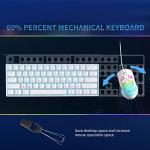 Dierya DK61se Mechanical Gaming Keyboard,60 percent Red Linear Switches,Ice Blue LED Backlit, Detachable USB-C Cable,Full-Key Rollover for Computer/PC/Laptop/MAC,US Layout,White