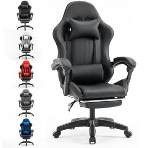 Millhouse Gaming Racing Desk Chair with Adjustable Lumbar Support, Footrest, and Head Pillow, X2022 (Black)
