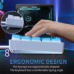 Dierya DK61se Mechanical Gaming Keyboard,60 percent Red Linear Switches,Ice Blue LED Backlit, Detachable USB-C Cable,Full-Key Rollover for Computer/PC/Laptop/MAC,US Layout,White