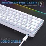 Dierya DK61se Mechanical Gaming Keyboard,60 percent Red Linear Switches,Ice Blue LED Backlit, Detachable USB-C Cable,Full-Key Rollover for Computer/PC/Laptop/MAC,US Layout,White