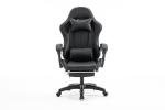 Millhouse Gaming Racing Desk Chair with Adjustable Lumbar Support, Footrest, and Head Pillow, X2022 (Black)