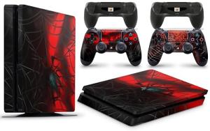 PS4 Slim Console Spiderman Skin Decal Vinal Sticker + 2 Controller Skins Set