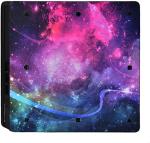 eXtremeRate Full Set Faceplate Skin Decals Stickers and 2 Led Lightbar for ps4 Slim/for ps4 Slim Console & 2 Controller Decal Covers - Shining Galaxy