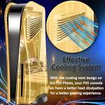 Miimall for Sony Playstation 5 Console Case Skin, Rugged ABS Electroplated Faceplate Cover for PS5 Disc Edition Shockproof Anti-Scratch Replacement Side Plates Shell for PS5 Console Accessories-Gold