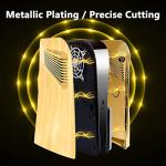 Miimall for Sony Playstation 5 Console Case Skin, Rugged ABS Electroplated Faceplate Cover for PS5 Disc Edition Shockproof Anti-Scratch Replacement Side Plates Shell for PS5 Console Accessories-Gold