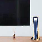 Miimall for Sony Playstation 5 Console Case Skin, Rugged ABS Electroplated Faceplate Cover for PS5 Disc Edition Shockproof Anti-Scratch Replacement Side Plates Shell for PS5 Console Accessories-Gold