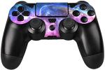 eXtremeRate Full Set Faceplate Skin Decals Stickers and 2 Led Lightbar for ps4 Slim/for ps4 Slim Console & 2 Controller Decal Covers - Shining Galaxy
