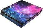 eXtremeRate Full Set Faceplate Skin Decals Stickers and 2 Led Lightbar for ps4 Slim/for ps4 Slim Console & 2 Controller Decal Covers - Shining Galaxy