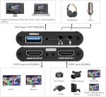 4K HDMI Video Capture Card, USB3.0 1080P 60FPS Video Recorder, Nintendo Switch Capture Card for Streaming Gaming and Broadcasting, Works with Xbox Series X/S, Xbox One X/S, PS4, OBS, Camera, (Black)