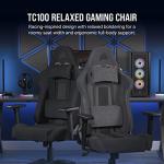 Corsair TC100 RELAXED Gaming Chair - Fabric - Racing-Inspired Design - Lumbar Pillow - Detachable Memory Foam Neck Pillow - Adjustable Seat Height - Adjustable Armrests - Black