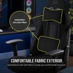 Corsair TC100 RELAXED Gaming Chair - Fabric - Racing-Inspired Design - Lumbar Pillow - Detachable Memory Foam Neck Pillow - Adjustable Seat Height - Adjustable Armrests - Black