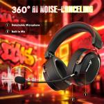 ATTACK SHARK L30PRO Wireless Gaming Headset, 7.1 Surround Sound, EQ Modes, 50mm Drivers, Tri-Mode Connectivity, 1100mAh Battery, Over-Ear Headset with Detachable Noise-Cancelling Mic for PC -Red