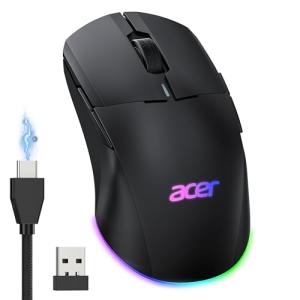 acer Wireless Gaming Mouse for Laptop, 24,000 DPI Wired Computer Gaming Mouse with 8 Programmable Buttons, Left & Right Hand, RGB Lighting Mice Gamer, Rechargeable, Long Battery Life for PC, Desktop
