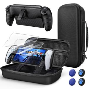 10 in 1 Accessories Kit for Playstation Portal, KOVA Carrying Case & TPU Skin Cover with Kickstand for PS5 Portal Console, Travel Shell with 2* Screen Protector & 4* Thumb Grip for PS Portal Handheld