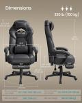 SONGMICS Gaming Chair, Office Racing Chair with Footrest, Desk Chair, Ergonomic Design, Adjustable Headrest, Lumbar Support, 150 kg Load Capacity, Black OBG077B11