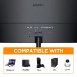 KOORUI 27 Inch Curved Computer Monitor- Full HD 1080P 144Hz Gaming Monitor LED HDMI VGA, Tilt Adjustment, Eye Care, Black 27N5CA