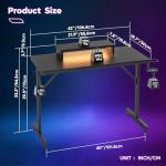 Bestier Small Gaming Desk 106.6 CM LED Computer Desk with Monitor Stand Gamer Workstation with Cup Holder & Headset Hooks for Home Office Bedroom Small Space