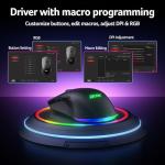 acer Wireless Gaming Mouse for Laptop, 24,000 DPI Wired Computer Gaming Mouse with 8 Programmable Buttons, Left & Right Hand, RGB Lighting Mice Gamer, Rechargeable, Long Battery Life for PC, Desktop