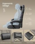 SONGMICS Gaming Chair, Office Racing Chair with Footrest, Desk Chair, Ergonomic Design, Adjustable Headrest, Lumbar Support, 150 kg Load Capacity, Black OBG077B11