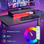 Bestier Small Gaming Desk 106.6 CM LED Computer Desk with Monitor Stand Gamer Workstation with Cup Holder & Headset Hooks for Home Office Bedroom Small Space