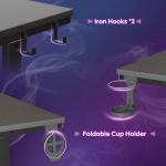 Bestier Small Gaming Desk 106.6 CM LED Computer Desk with Monitor Stand Gamer Workstation with Cup Holder & Headset Hooks for Home Office Bedroom Small Space