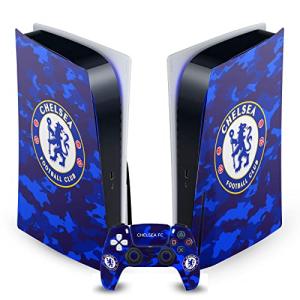 Head Case Designs Officially Licensed Chelsea Football Club Camouflage Mixed Logo Vinyl Faceplate Gaming Skin Decal Compatible With Sony PlayStation 5 PS5 Disc Edition Console & DualSense Controller