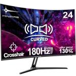 Minifire 24 Inch Curved Gaming Monitor 180Hz, Built in Speaker, FHD 1920x1080, Crosshair 1ms, sRGB130%, HDR, 1500R, FreeSync, 300cd/m², Frameless, HDMI＆DP Ports, VESA Compatible, Eye Care (MFG24C1)
