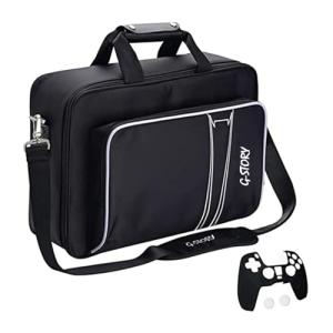 G-STORY Carry Case, Carrying Travel Case Compatible with PlayStation 5 Console,Travel Case Bag with Zinc Alloy Zippers for Console, Controllers and Accessories,Controller Skin*1