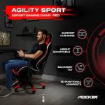 X-Rocker Agility Gaming Chair, Computer Chair with Headrest and Lumbar Support, Height Adjustable Gaming Chair with Swivel Seat for Office Home Working, Faux Leather & Adjustable Ergonomics - RED