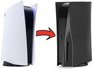 Plates for PS5 Playstation Disc Edition, Replacement Black Faceplates Covers for Disc Edition Console Skin Shell Side Plates