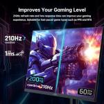KTC Gaming Monitor 27 Inch | 2K@200Hz (Overlocking 210Hz) | Built-in Speakers | Fast IPS Panel | 1ms Response Time (MPRT) | HDR400 | Adaptive Sync | 131% sRGB, 101% DCI-P3, ΔE＜2