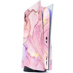 PlayVital Cosmic Pink Gold Marble Effect Full Set Skin Decal for ps5 Console Disc Edition,Sticker Vinyl Decal for ps5 Controller & Charging Station & Headset & Media Remote