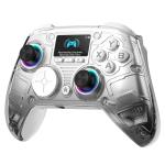 AOC Wireless Gaming Controller for PC/Switch/iOS/Android/PS4, Interactive Screen, Hall Effect Stick & Dual-Mode Trigger, RGB Lighting, Customizable Buttons, Bluetooth/2.4G/Wired (White)