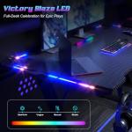 Homall Gaming Desk with LED Lights, 120 x 60cm RGB Gaming Table Z Shape, Large Computer Desk with Headphone Hook, Gamer Table for Home Office, Carbon Fibre Black