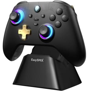 EasySMX PC Controller, Enhanced Wireless Bluetooth Pro Game Controller with Charging Dock/RGB Backlit/Hall Sensor,No Stick Drift No Dead Zone, Windows PC, Android, Steam, Switch, iOS