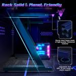 Homall Gaming Desk with LED Lights, 120 x 60cm RGB Gaming Table Z Shape, Large Computer Desk with Headphone Hook, Gamer Table for Home Office, Carbon Fibre Black