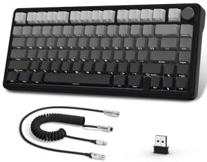 A.JAZZ x ATTACK SHARK X85 Gasket Mechanical Keyboard,75% Wireless Gaming Keyboard with Knob,5-Layer Padding,PBT Side-Printed Keycap,BT5.1/2.4Ghz/USB-C Wired,Hot-Swap Linear Switch,RGB,NKRO,for PC,MAC