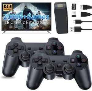 Higoal Wireless Retro Gaming Console with 20000+ Games, 4K HDMI Output & Dual 2.4G Wireless Controllers – Plug and Play for TV