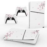 playvital Full Set Skin Sticker for ps5 Slim Console Digital Edition (The New Smaller Design), Vinyl Skin Decal for ps5 Controller & Headset & Charging Station & Media Remote - Falling Cherry Blossom