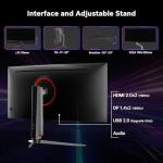KTC 34 Inch Curved Ultrawide Monitor, UWQHD (3440 x 1440) 180Hz Gaming Monitor, Adaptive Sync, 21:9 VA Panel 1500R, 1ms MPRT, HDR10, 2 x DP 1.4 (180Hz), 2 x HDMI 2.1(100Hz), H34S18S
