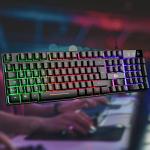 Rii Gaming Keyboard,USB Wired Keyboard with Rainbow LED Backlit Mechanical Feeling for Working Gaming (UK Layout)