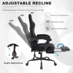 WOTSTA Gaming Chair for Adults, Ergonomic Gaming Chair with Footrest, Lumbar Support and Headrest, Adjustable Height computer chairs gaming, fabric gamer chair for Home Office, Black