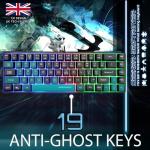 PC Gaming Keyboards SUMVISION SEEKER DESTROYER 60% Percent Pro Gaming Keyboard Wired USB Mini Compact Backlit Mechanical Feel Apple Mac Windows 11 PC PS5 Xbox Series X/S (FREE UK TECH SUPPORT)