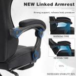 WOTSTA Gaming Chair for Adults, Ergonomic Gaming Chair with Footrest, Lumbar Support and Headrest, Adjustable Height computer chairs gaming, fabric gamer chair for Home Office, Black