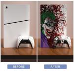 playvital Full Set Skin Sticker for ps5 Slim Console Disc Edition (The New Smaller Design), Vinyl Skin Decal Cover for ps5 Controller & Headset & Charging Station & Media Remote - Clown Hahaha